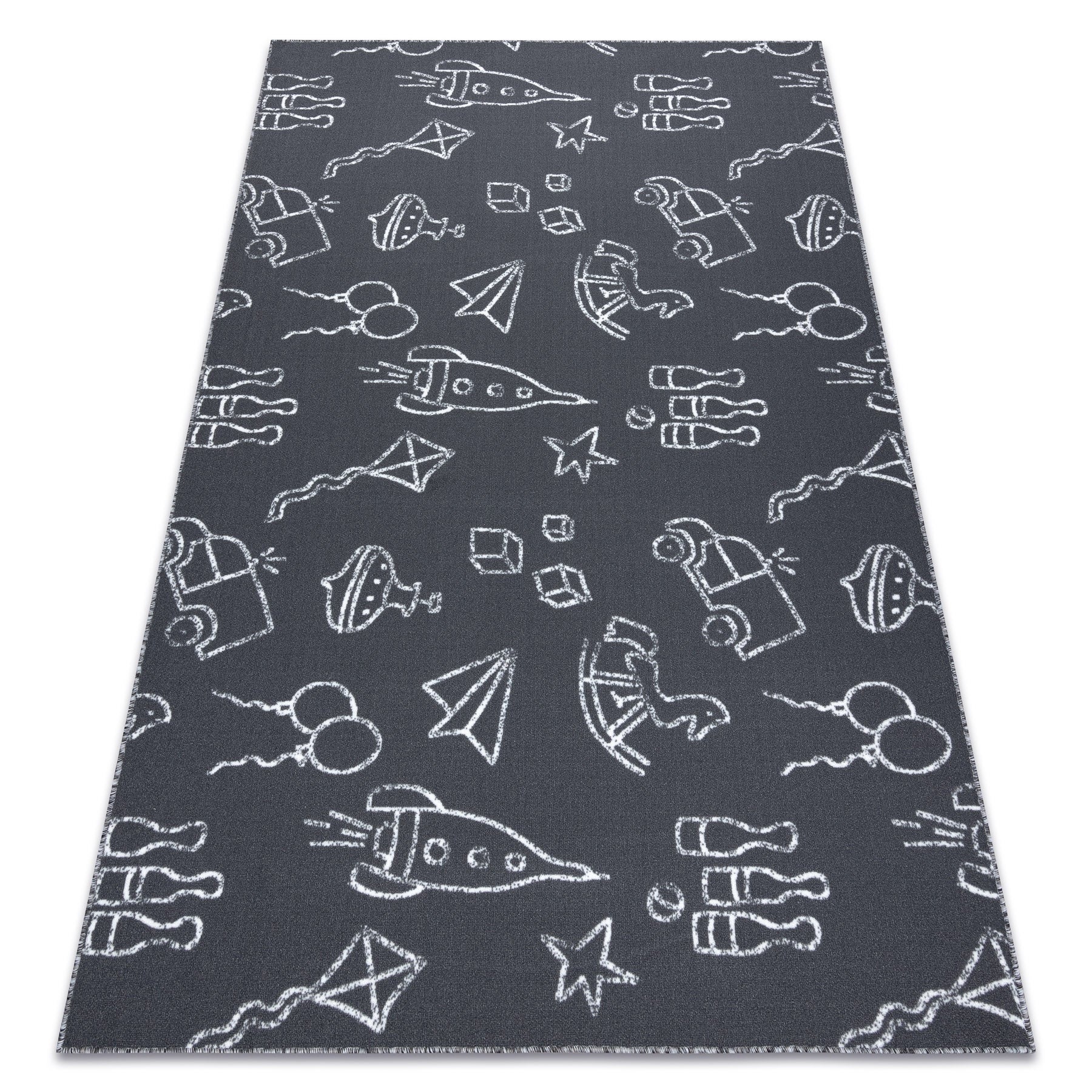 Dywan dla dzieci TOYS zabawki, do zabawy, dziecięcy - szary 100x300 cm
