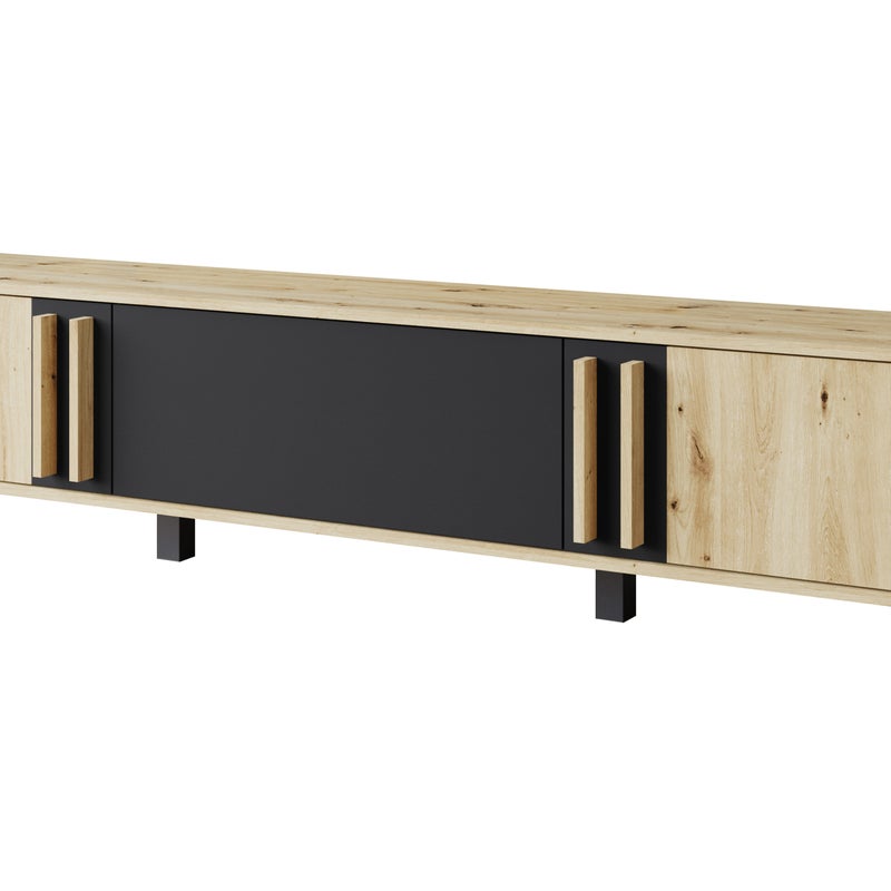 MINIO go for it, Szafka rtv HURON 180 cm dąb artisan/czarny