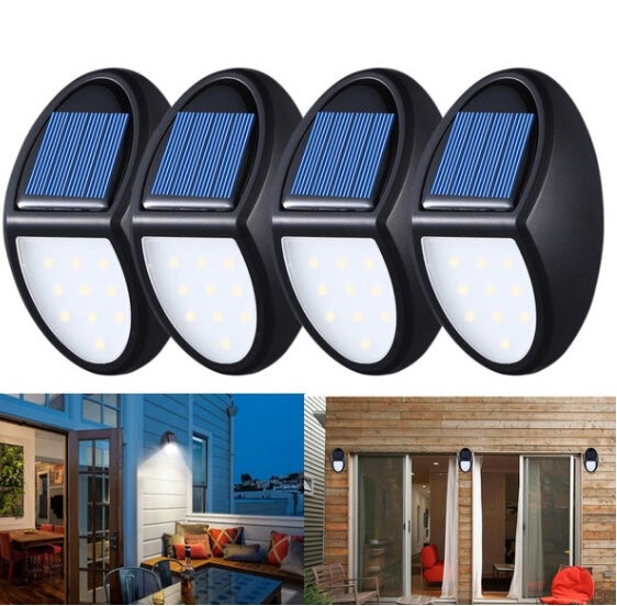 4 sztuki 10 LED solarnych lamp ogrodowych zewnętrznych, lampa solarna z inteligentnym czujnikiem, wodoodporna lampa ścienna, dekoracja ogrodu