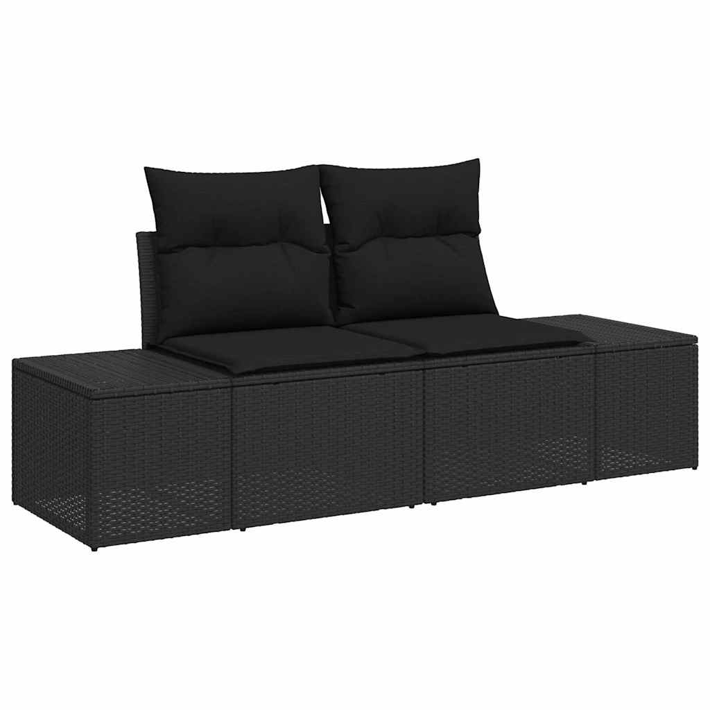 Sofa Ogrodowa Dwuosobowa z Poduszką Czarna