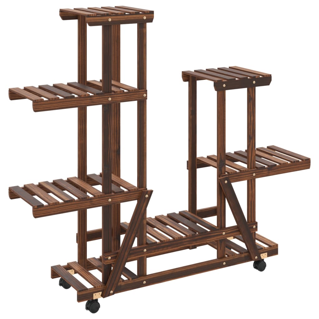 Kwietnik Drewniany na Kółkach 101 cm Opalany Brąz 95x25x101 cm na Balkon