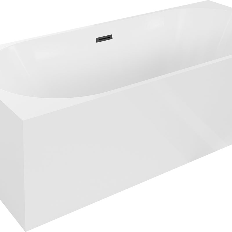 Mexen Mia wanna wolnostojąca narożna lewa 180 x 80 cm, biała, przelew czarny - 52691808000L-70