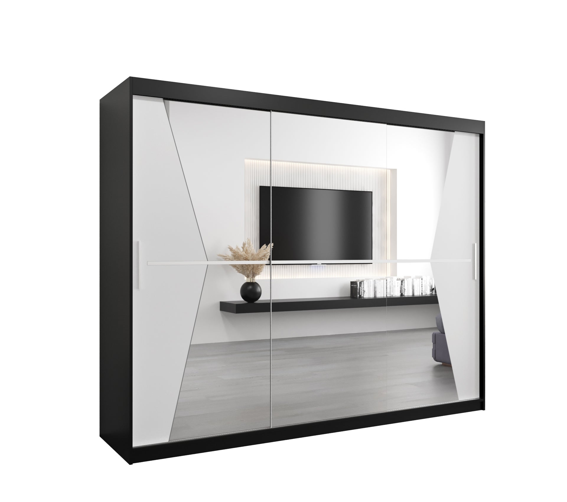 Szafa przesuwna garderoba MAROKO 250 x 62 x 200 cm Czarny + Biały - Abiks Meble
