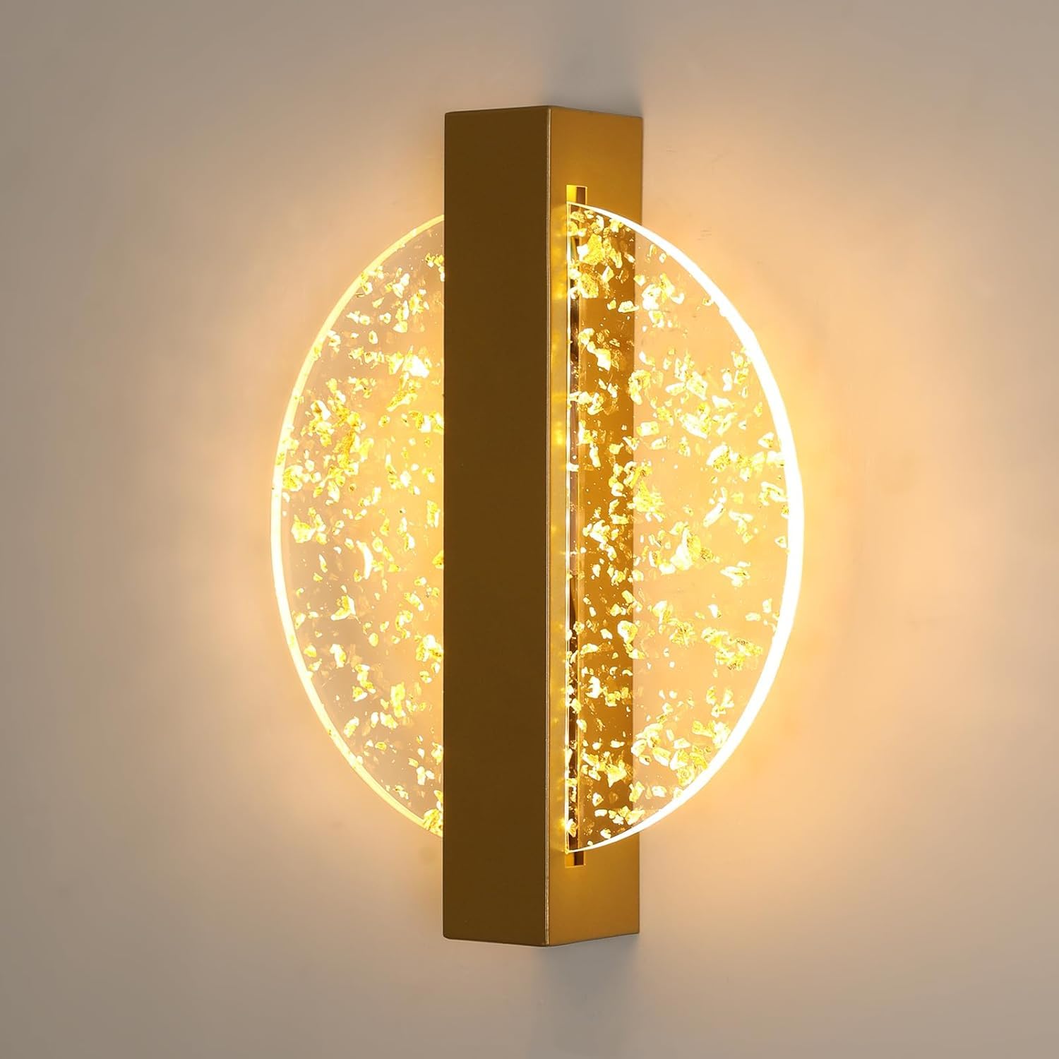 Wewnętrzna Lampa Ścienna LED, 12W 1150LM Złota Lampa Ścienna, Akrylowa do Sypialni, Salonu, Korytarza, Biała Ciepła 3000K