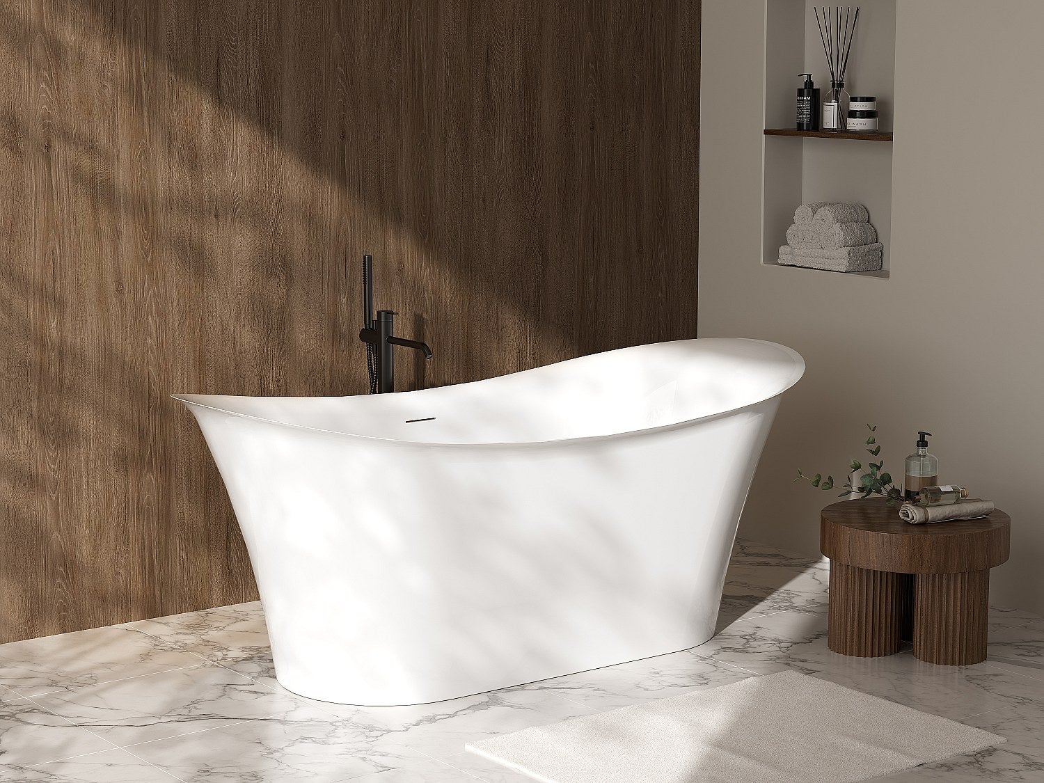 Wolnostojąca wanna akrylowa - 211 L - 160 x 79 x 66 cm – Biała - KYRON