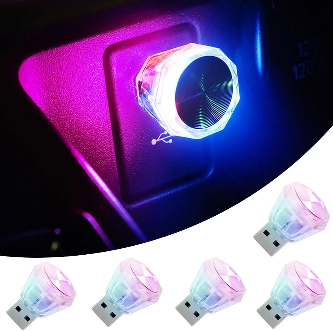 5 szt. lampek nastrojowych USB, stroboskopowa lampa LED USB, miniaturowa żarówka LED z wtyczką, przenośne nastrojowe światło RGB, dekoracyjne oświetle