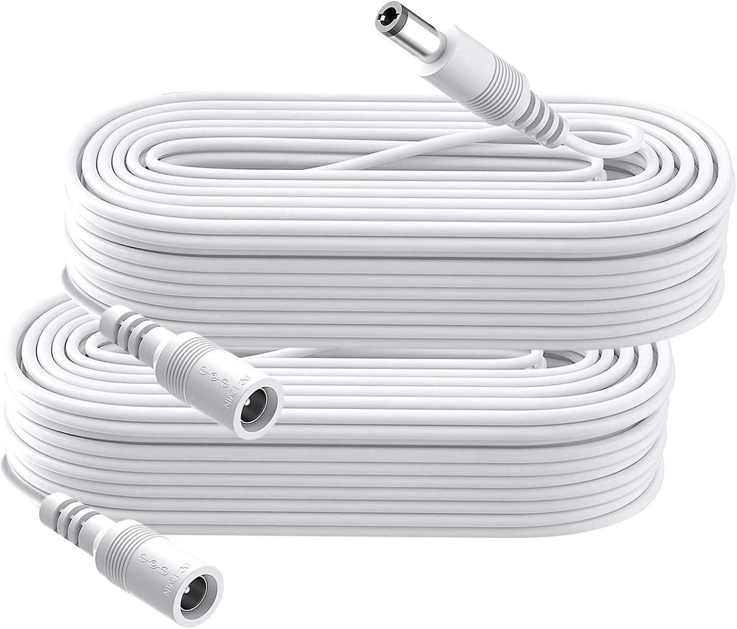 Zestaw 2 przedłużaczy zasilających DC o długości 5 m, wtyczka 5,5 mm x 2,1 mm, DC 5 V, 6 V, 9 V, 12 V, 24 V, do kamer bezpieczeństwa, routerów,