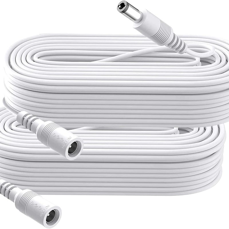 Zestaw 2 przedłużaczy zasilających DC o długości 5 m, wtyczka 5,5 mm x 2,1 mm, DC 5 V, 6 V, 9 V, 12 V, 24 V, do kamer bezpieczeństwa, routerów,