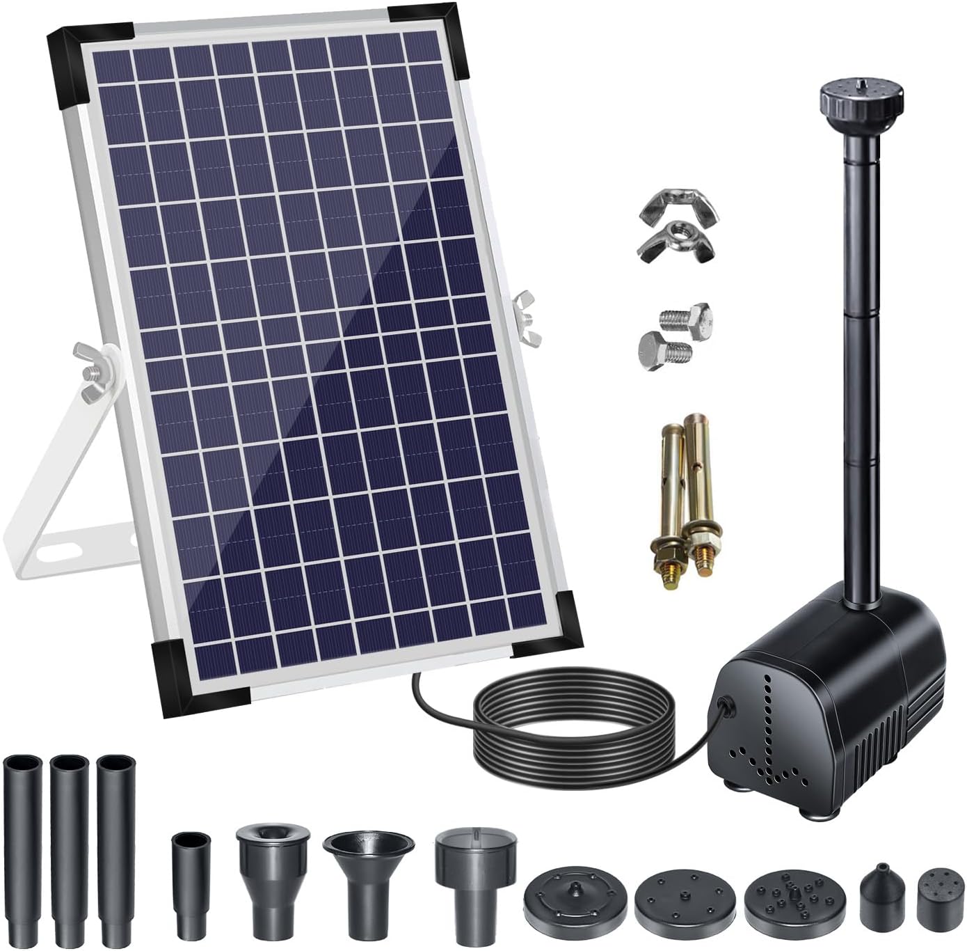 Zestaw solarnej pompy wodnej o mocy 10 W z głowicami natryskowymi w kształcie grzybka i kwiatka do fontanny zasilanej energią słoneczną do basenu