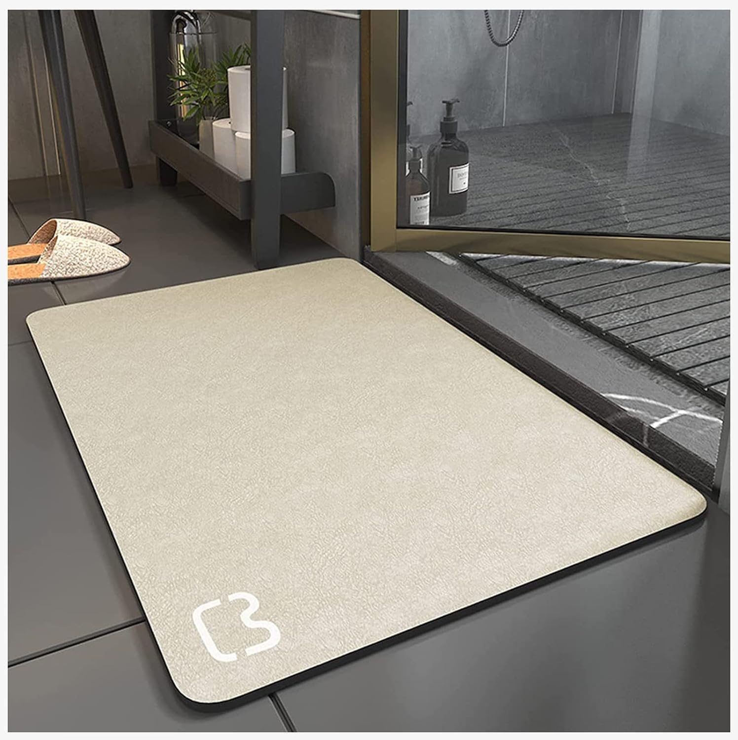 Dywanik łazienkowy z mikrofibry Diatomite 40×60 cm beżowy – antypoślizgowy, ultrachłonny, szybkoschnący
