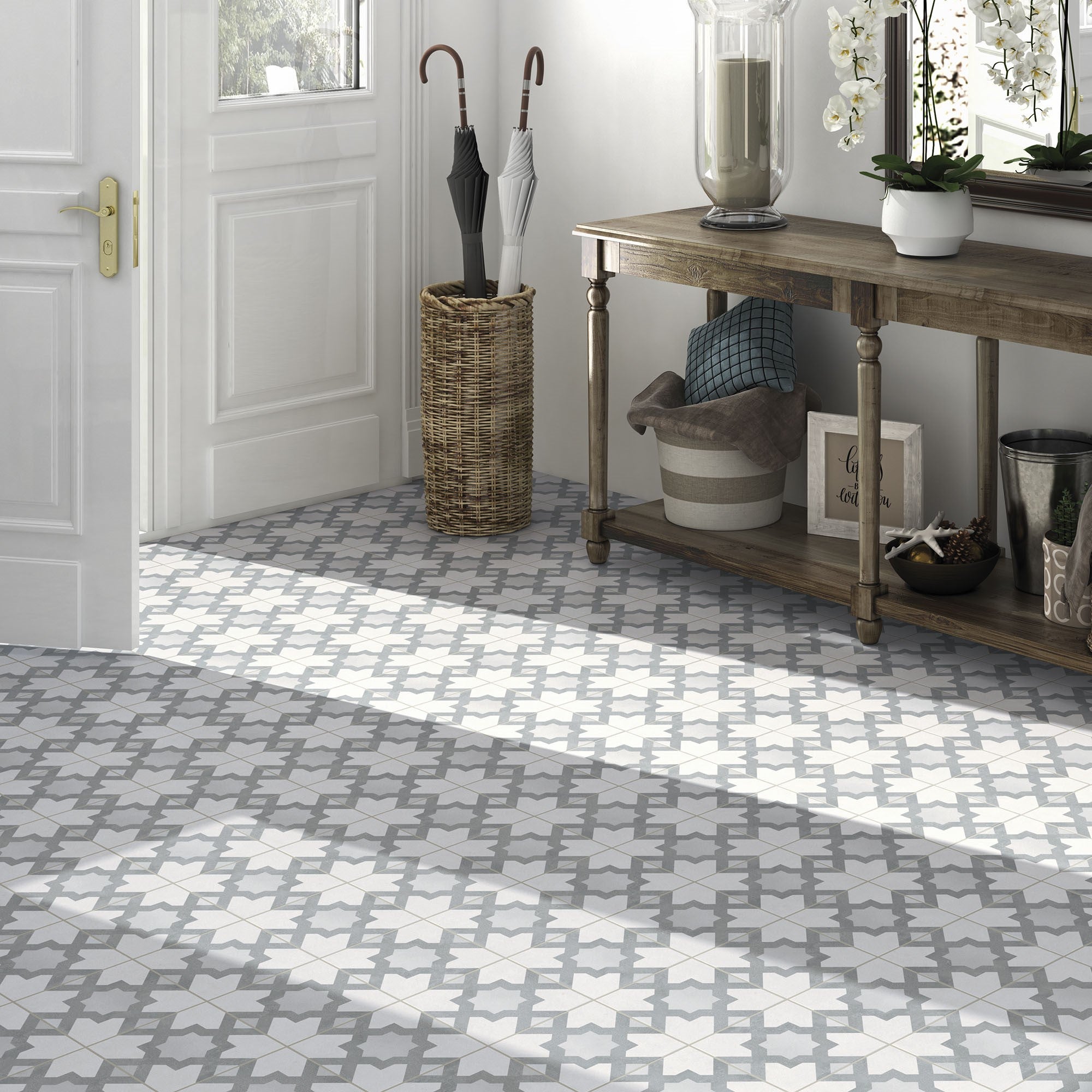 Płytka porcelanowa premium o efekcie hydraulicznych wzorów Star 20x20 cm