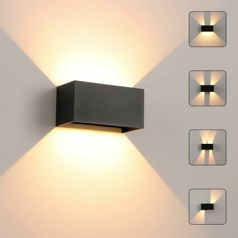 Lampa ścienna LED wewnętrzna/zewnętrzna, 24W 3000K ciepła biel, nowoczesna oprawa ścienna, wodoodporne oświetlenie ścienne IP65