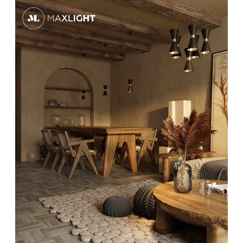 Lampa wisząca CORNET LED 5W Ciepła biel 300lm czarno-złota wym: 130 x 12 x 12 cm Maxlight