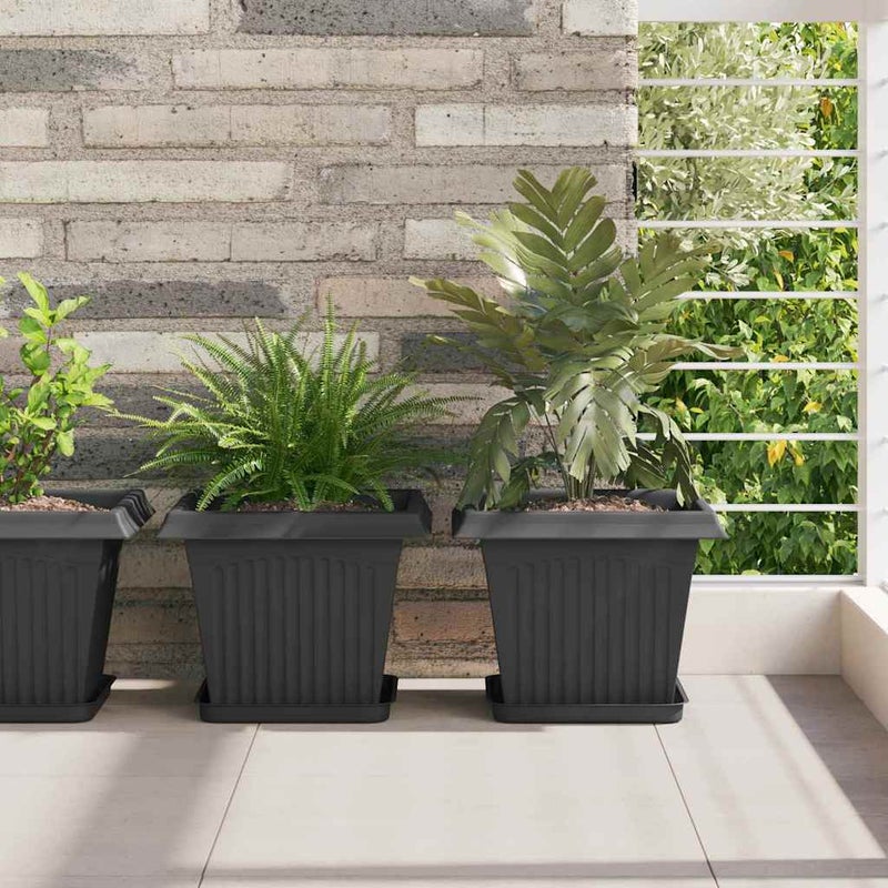 Doniczki 24 pcs Czarny 28,5 x 28,5 x 22 cm vidaXL