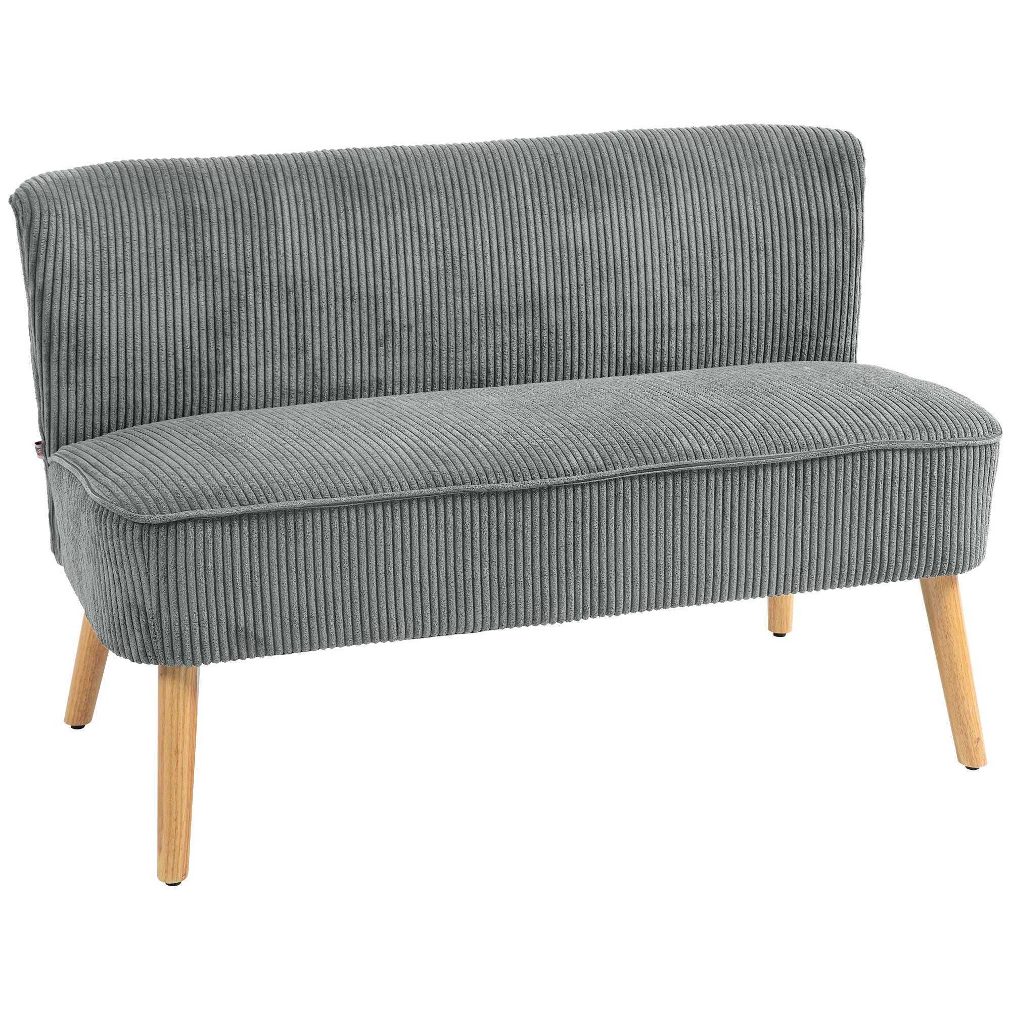 Sofa tapicerowana 2-osobowa, drewno, poliester welurowy, pianka, 117 x 56,5 x 77 cm, kolor szary