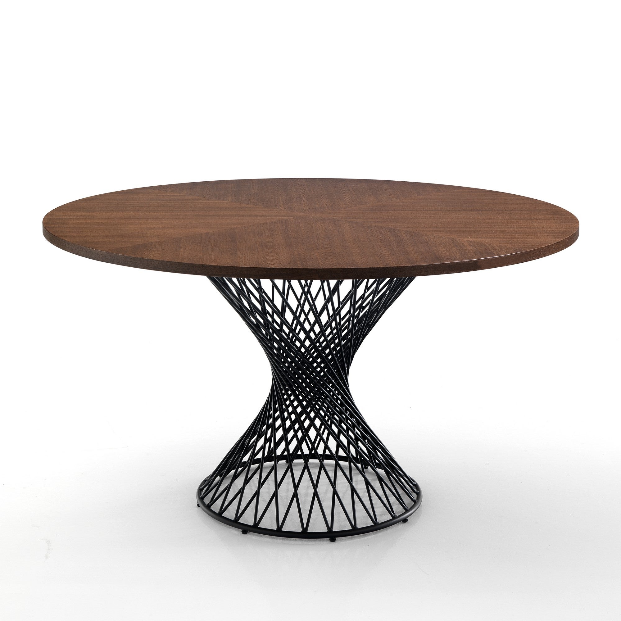 Stół jadalny CLEW z płyty MDF w kolorze ciemnego orzecha i czarnego metalu Ø137x75 cm