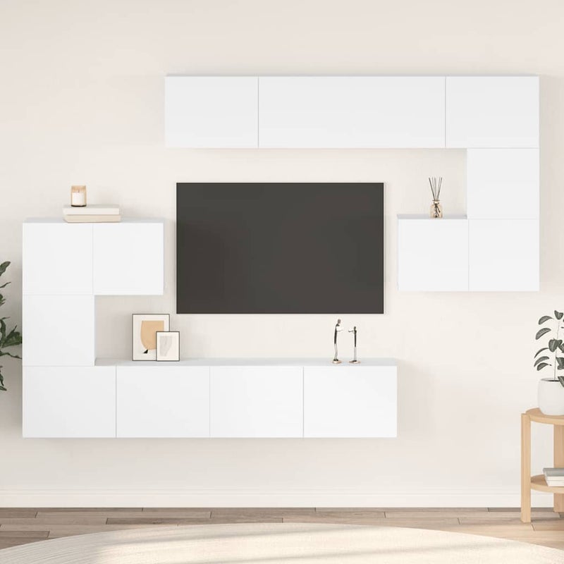 8-cz. zestaw szafek TV, biały, materiał drewnopochodny vidaXL