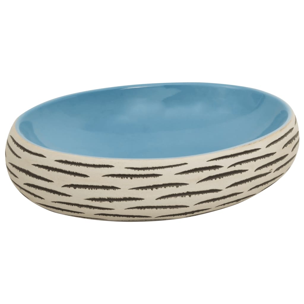 Umywalka Nablatowa Ceramiczna Owalna Wielokolorowa do Łazienki 59 cm