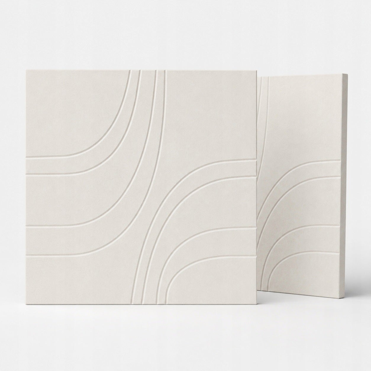 Panel akustyczny dekoracyjny STYLER Waves AD082 z filcu 60x60 cm, 2 sztuki, kremowy panel ścienny wzór fal do wnętrz