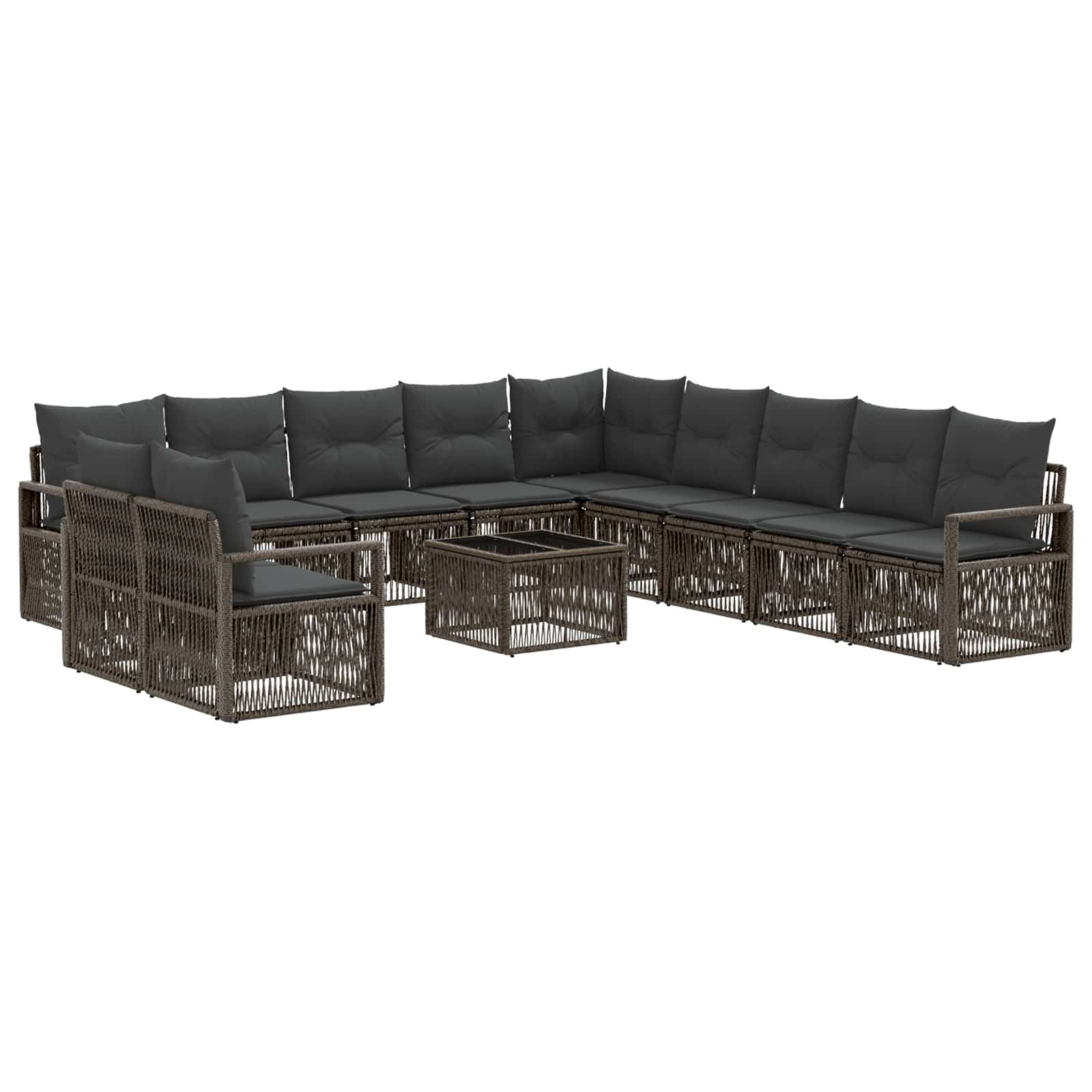 Zestaw Sof na Ogród 12 pcs Szary polirattan vidaXL
