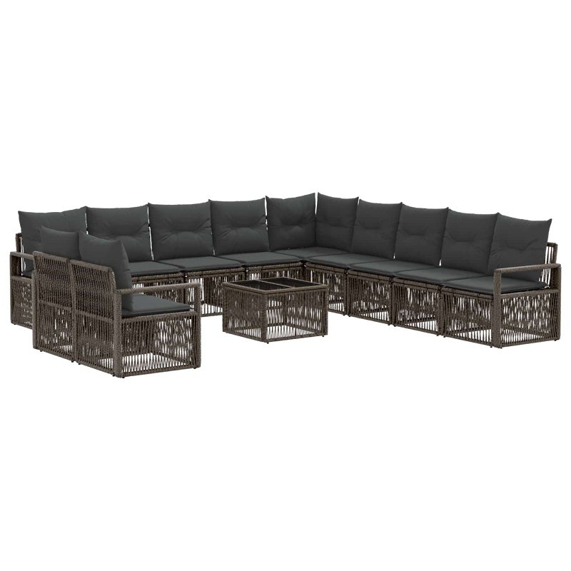 Zestaw Sof na Ogród 12 pcs Szary polirattan vidaXL