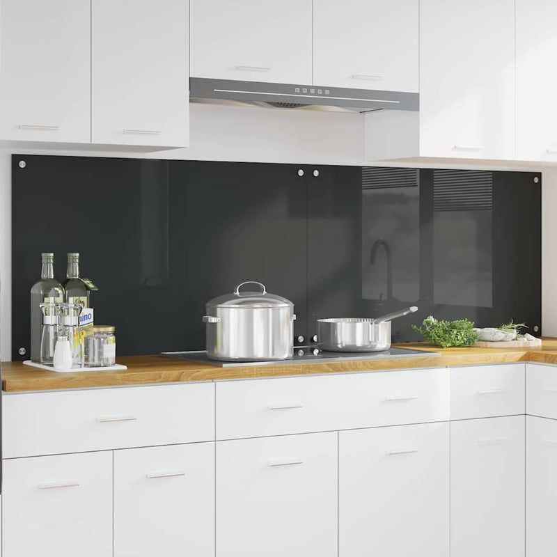 Panel kuchenny 2 pcs Ciemnoszary 100 x 60 cm szkło hartowane vidaXL