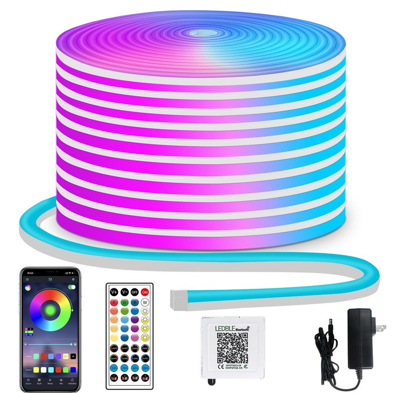 Neonowa taśma LED RGB, 20 m - 1200 LED, sterowanie aplikacją/pilotem, wodoodporność IP65