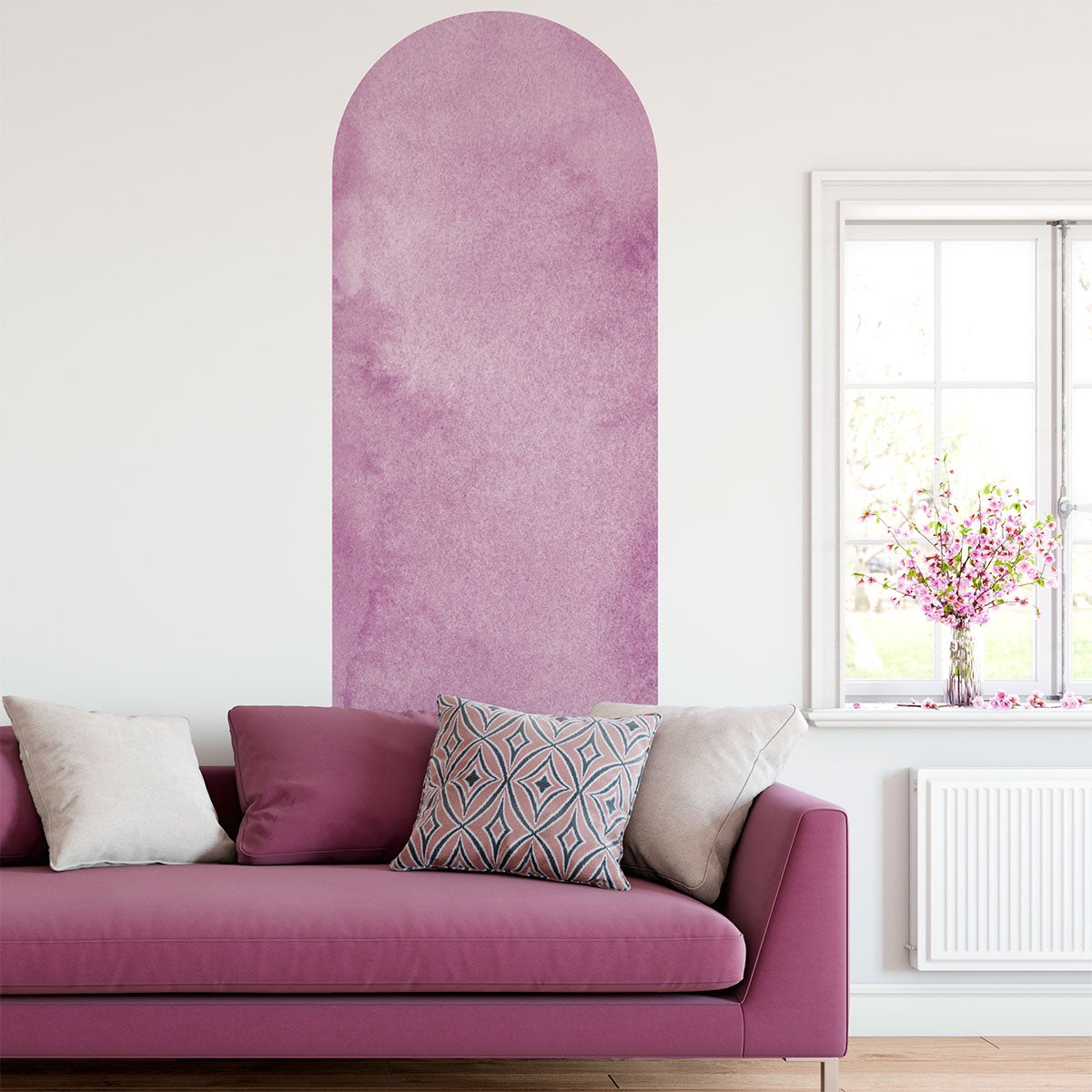 Tapeta włókninowa z dużymi muralami - RÓŻOWY ŁUK AKWARELOWY - 140x45cm