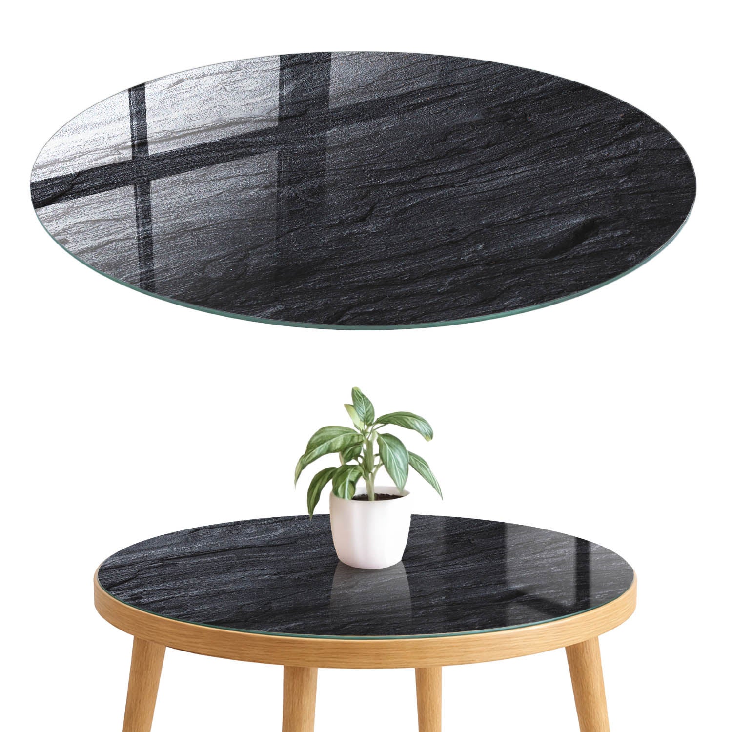 Blat szklany z grafiką i nadrukiem 4 mm - ochrona, dekoracja i metamorfoza mebli fi70 cm Kamienna tekstura