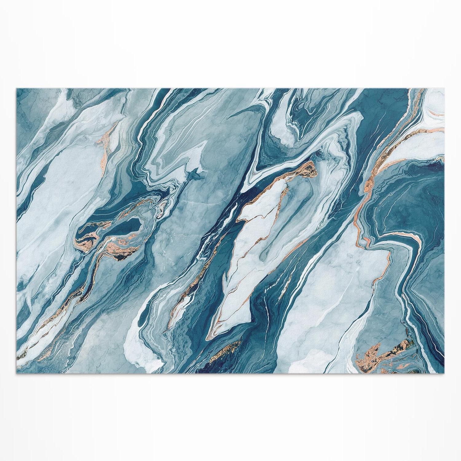 Dywan winylowy błękitny marmur, mata winylowa glamour kamień 210x140 cm ArtPrintCave