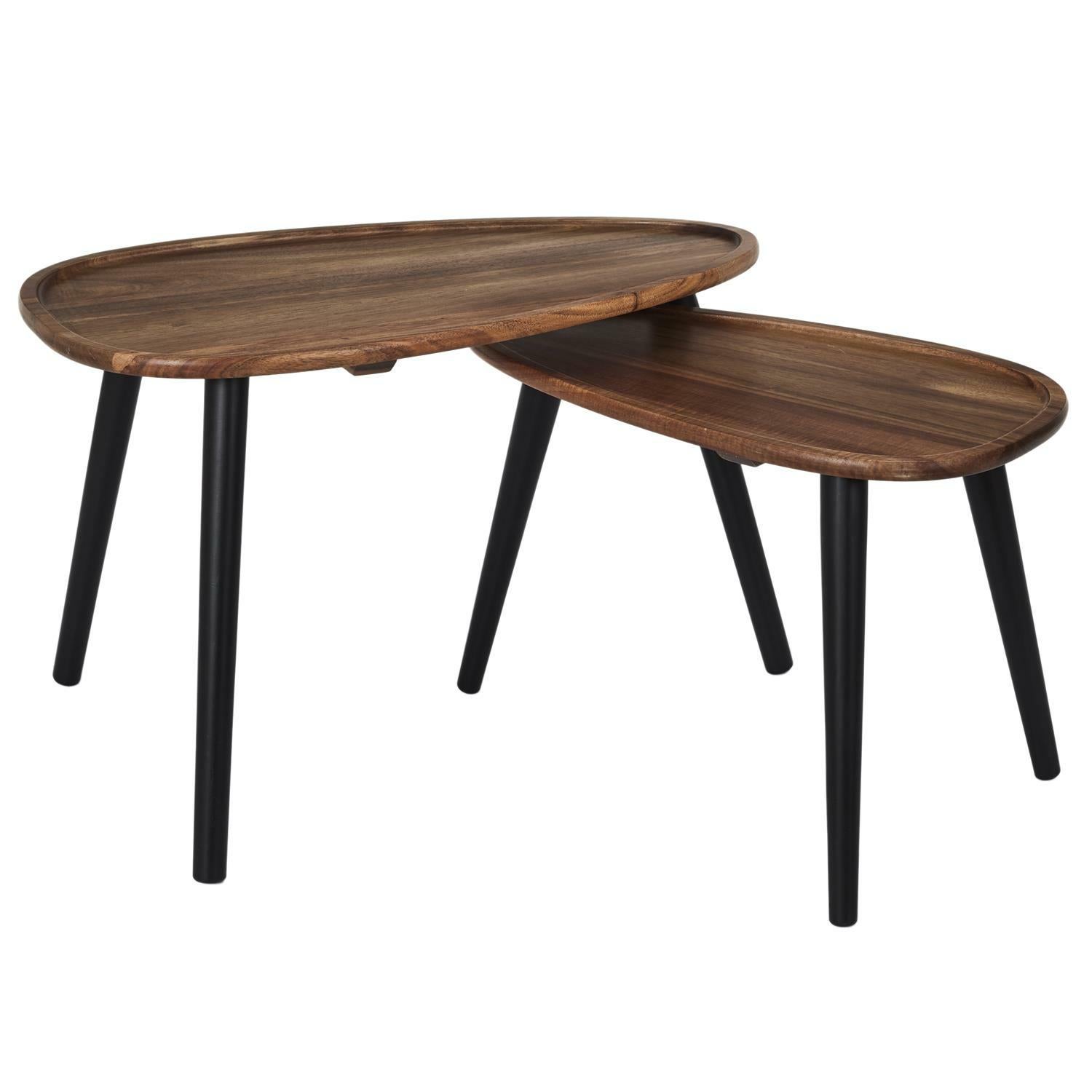 Stoliki Loft Duo HowHomely brązowo-czarne akacja 60x39x40 cm 1 szt.