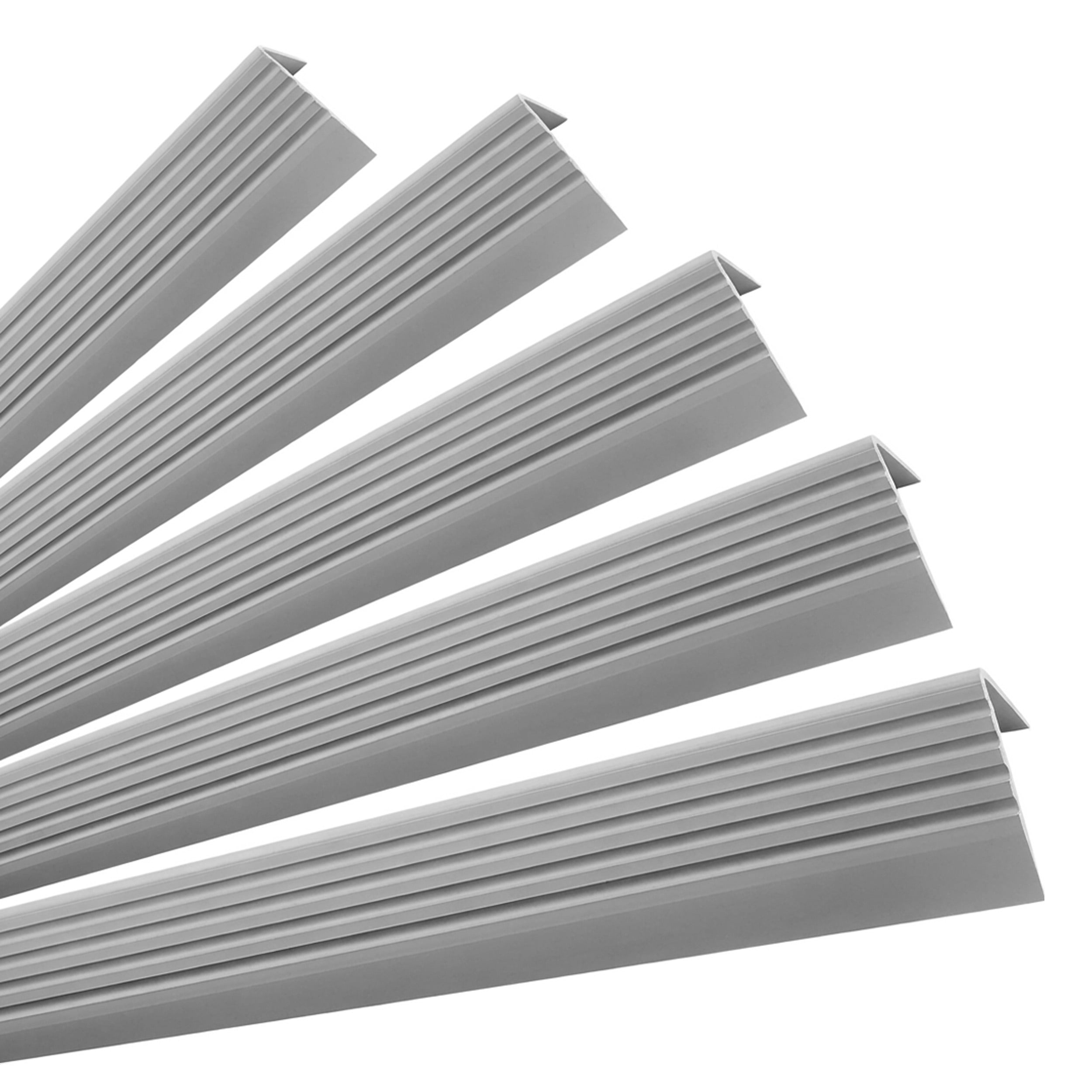 5x Profil schodowy samoprzylepny 50x42 mm PVC na krawędzie stopni z ryflowaniem - 100 cm, szary