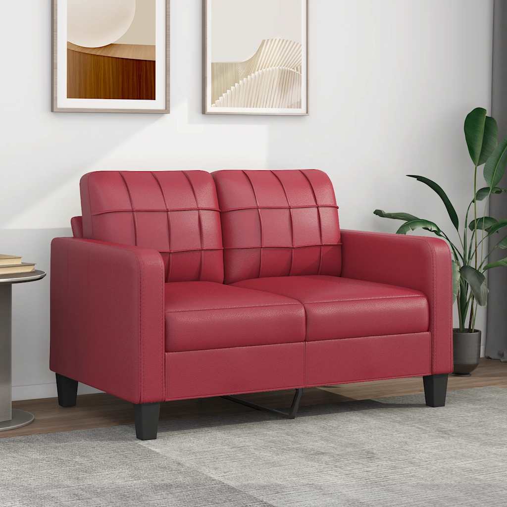 2-osobowa sofa, winna czerwień, 120 cm, sztuczna skóra vidaXL