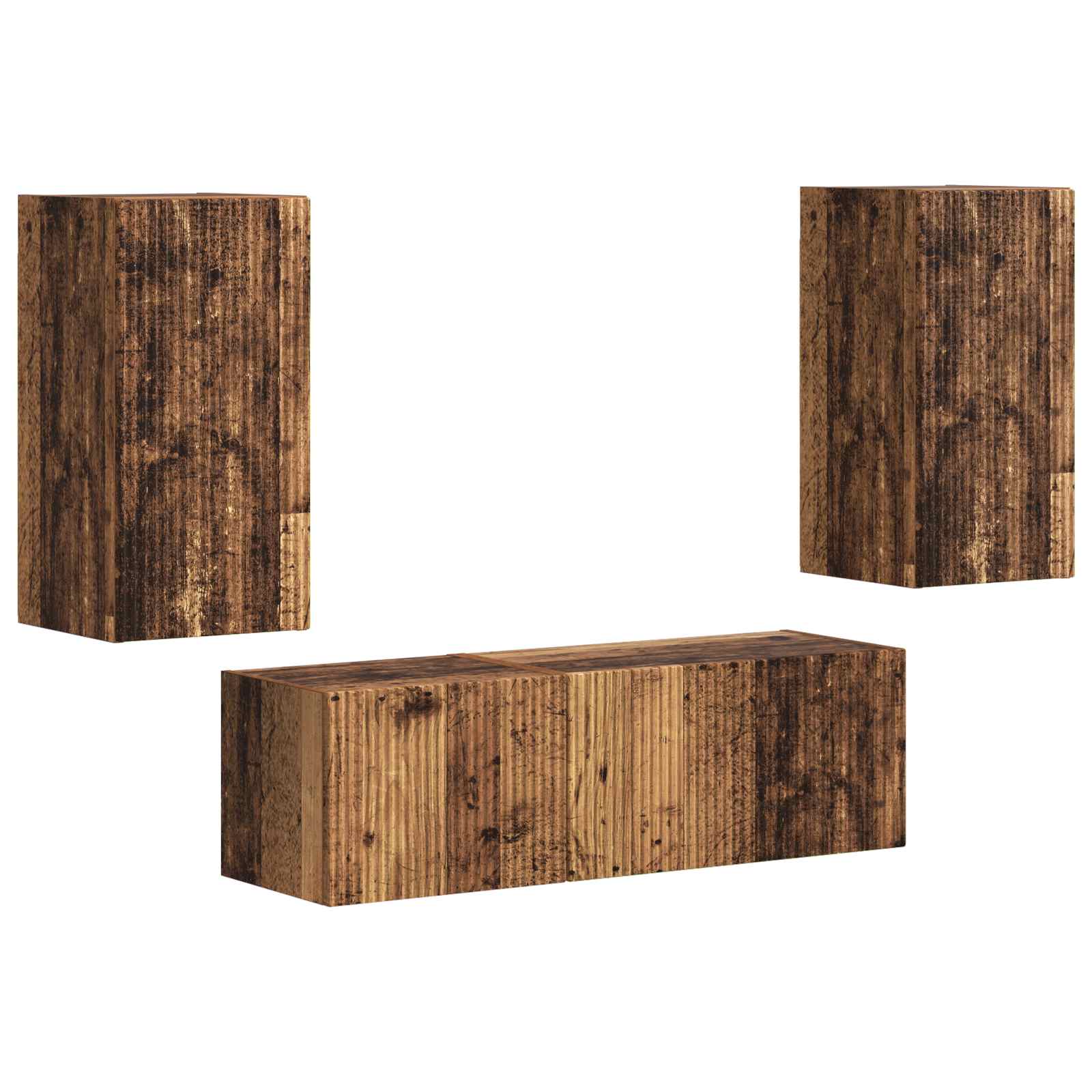 Zestaw szafki pod telewizor na ścianę 4 pcs Stare drewno