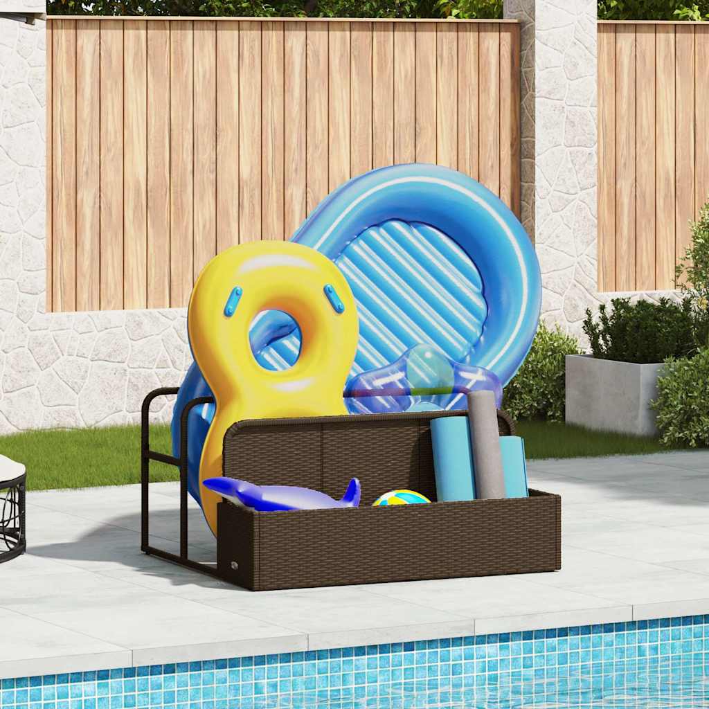 Poolside Float Storage Brązowy 110x100x57 cm Polirattan vidaXL
