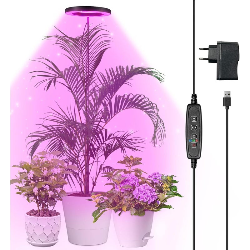 Pełnospektralna lampa LED do uprawy roślin, 155 cm, regulowana wysokość, 72 diody LED, 3 poziomy jasności z możliwością przyciemniania, timer