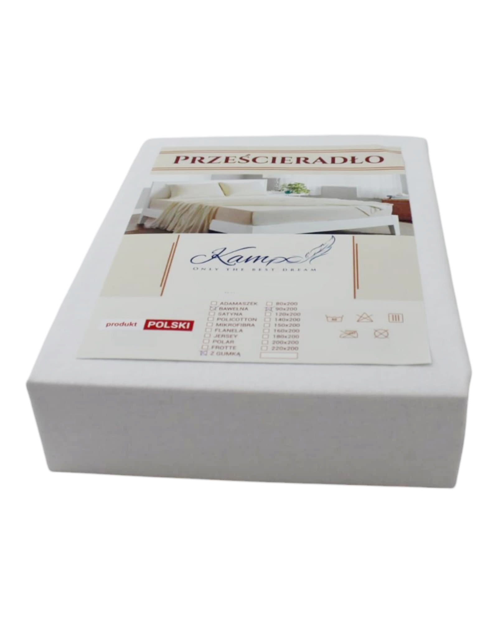 Kam-Pol prześcieradło hotelowe z gumką bawełniane biały 70x220 cm