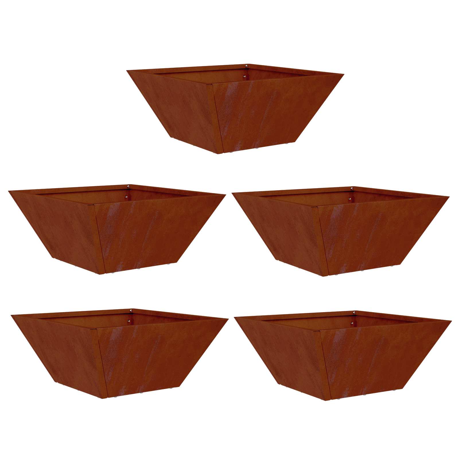 Doniczka ogrodowa 5 szt. Rdzawy 35 x 35 x 15 cm