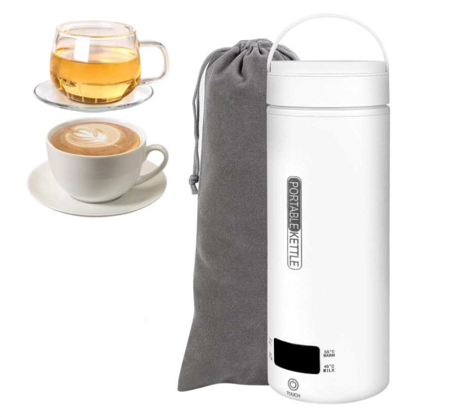 (500 ml) Czajnik podróżny, mały czajnik elektryczny, czajnik 3 w 1, przenośny, 4 ustawienia temperatury, do herbaty, kawy, mleka/na kemping