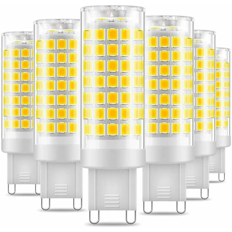 Żarówka LED G9, Lampa LED 7W Bez Migotania, Biała Zimna 6000K, 650LM, Energooszczędna Odpowiednik Halogenu 60W, AC220-240V - Zestaw 6 sztuk
