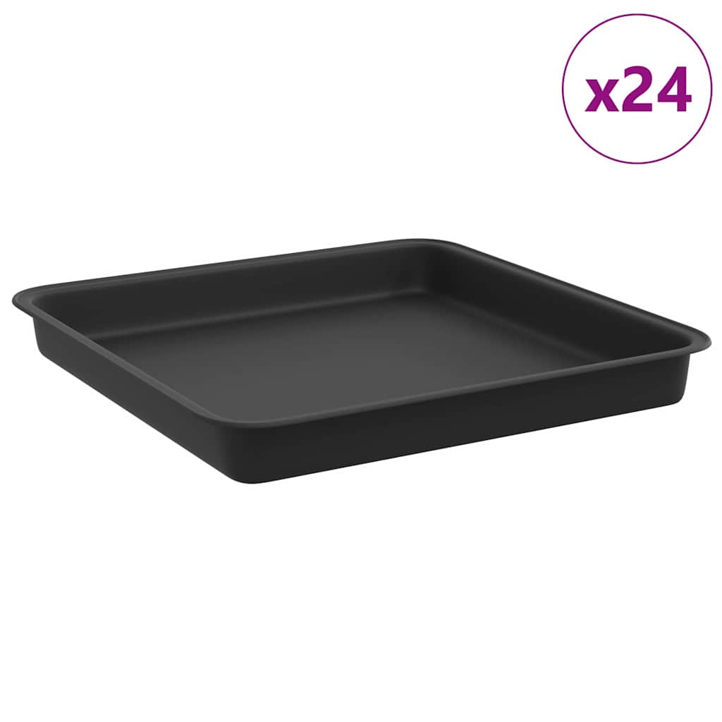 Kwadratowa Taca na Kwiaty 24 pcs Czarny 18 x 18 x 2 cm