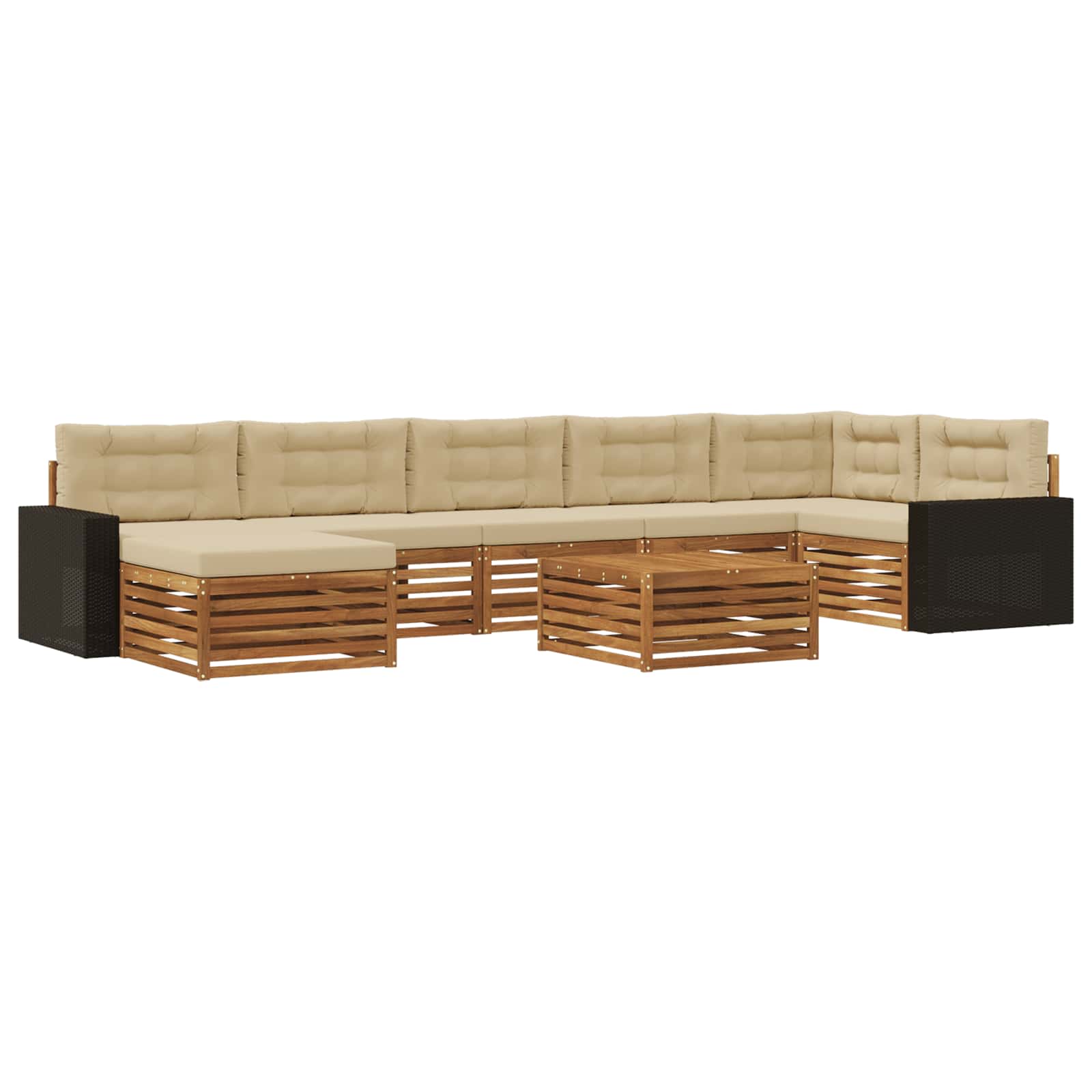 Zestaw sof na zewnątrz z poduszką 8 pcs Naturalny i Beżowy