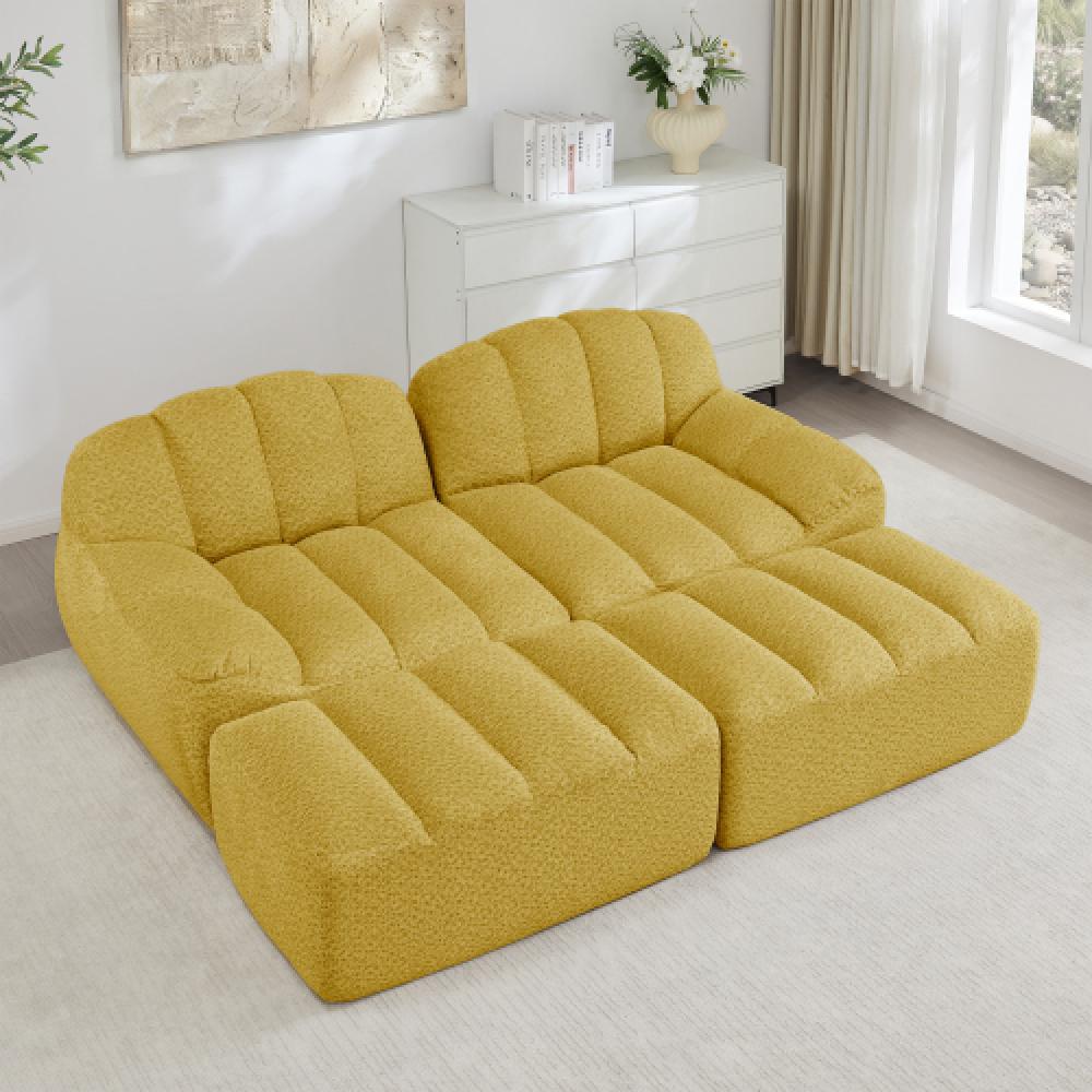 Modułowa sofa 2-osobowa w stylu muszli, głębokie poduszki, do salonu i mieszkania, nie wymaga montażu