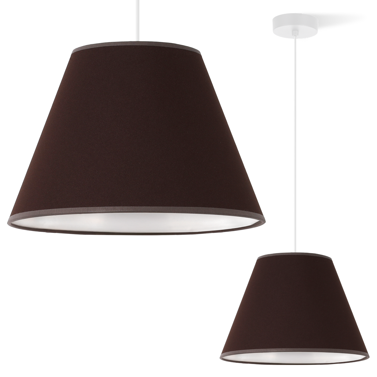 Lampa sufitowa wisząca biała Light Home LH Gaja 1xE27 abażur stożek 30cm brązowa
