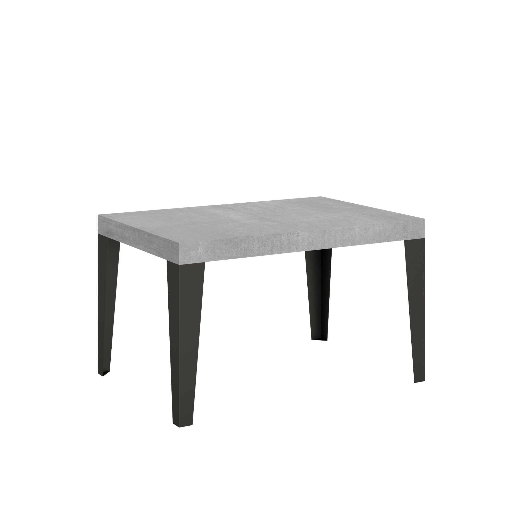 Mesa Modern Flame de 90x120 cm, extensible hasta 224 cm, con tablero de cemento texturizado.