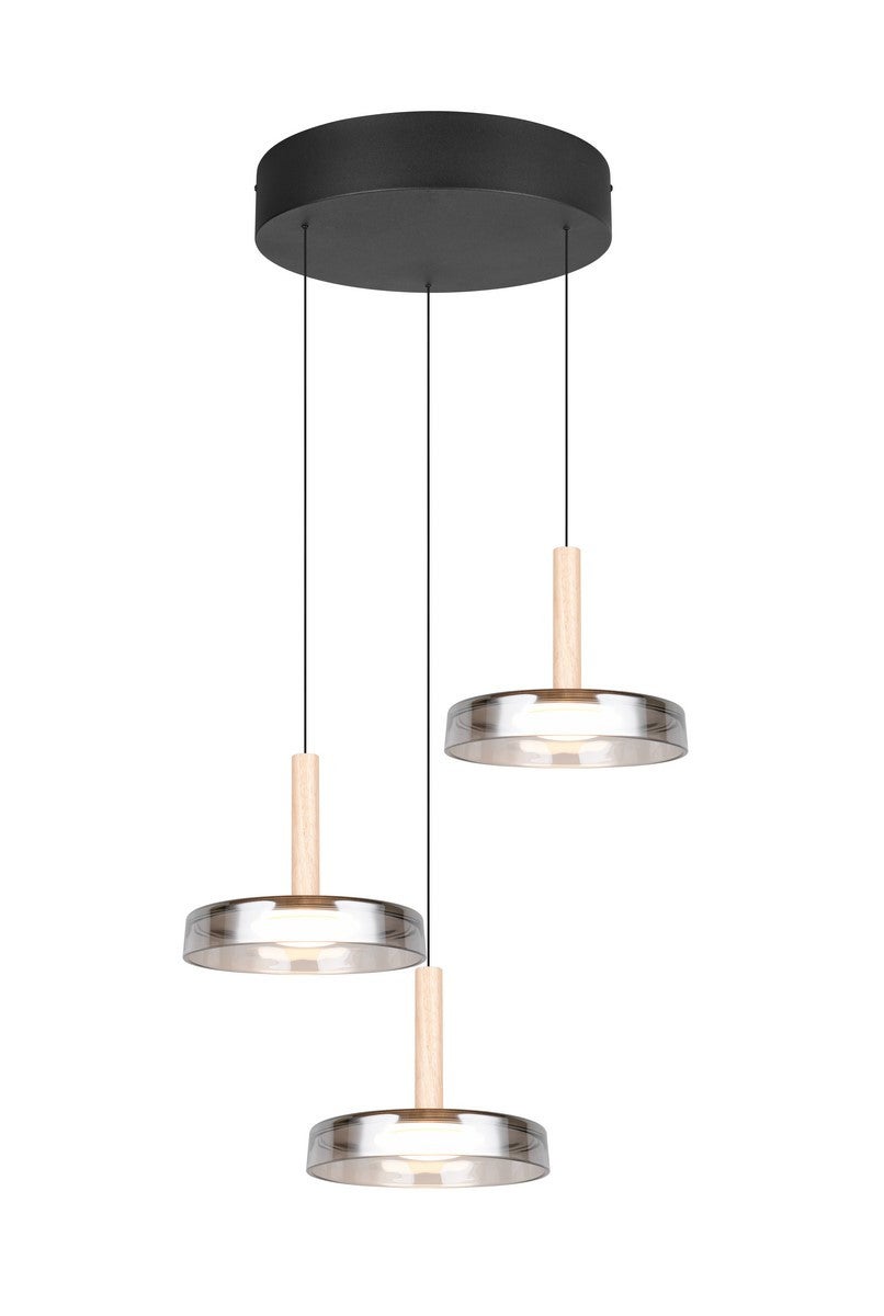 Lampa wisząca Celeste czarna-chromowana LED 22.5W 3000K 3 x 750lm nowoczesna wym: 200 x 35 x 35 cm szkło Trio
