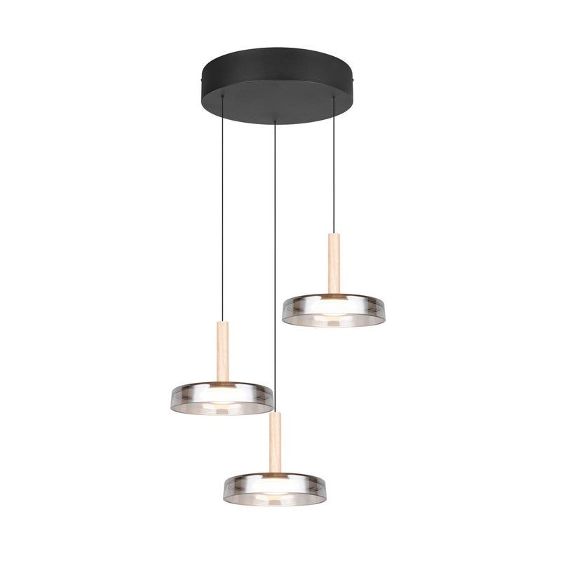 Lampa wisząca Celeste czarna-chromowana LED 22.5W 3000K 3 x 750lm nowoczesna wym: 200 x 35 x 35 cm szkło Trio