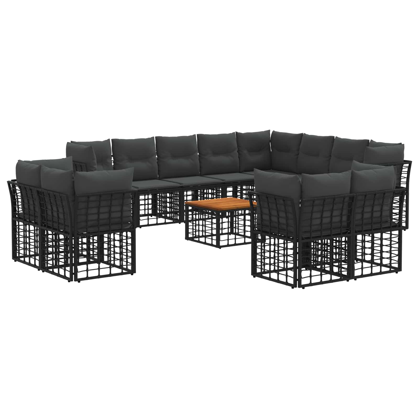 Zestaw sof na zewnątrz 13 pcs Czarny i Ciemnoszary Poliester vidaXL
