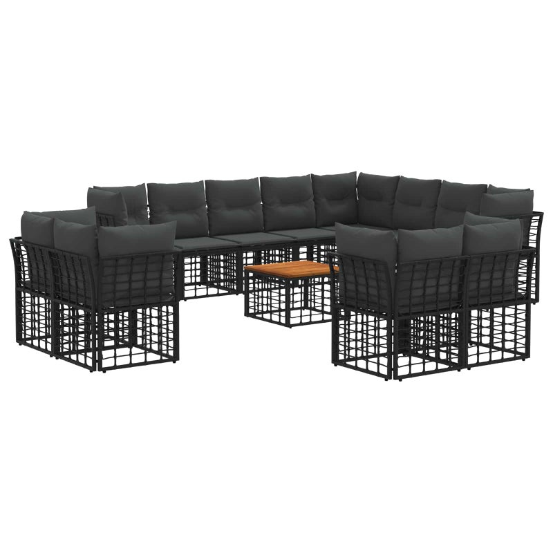 Zestaw sof na zewnątrz 13 pcs Czarny i Ciemnoszary Poliester vidaXL