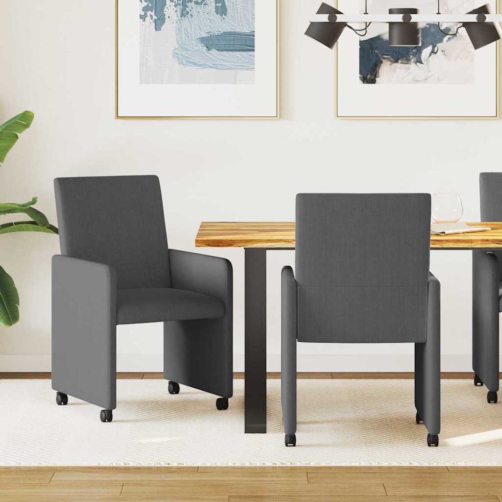 Krzesełka jadalne na kółkach 2 pcs ciemno szary 57 x 66 x 94 cm vidaXL